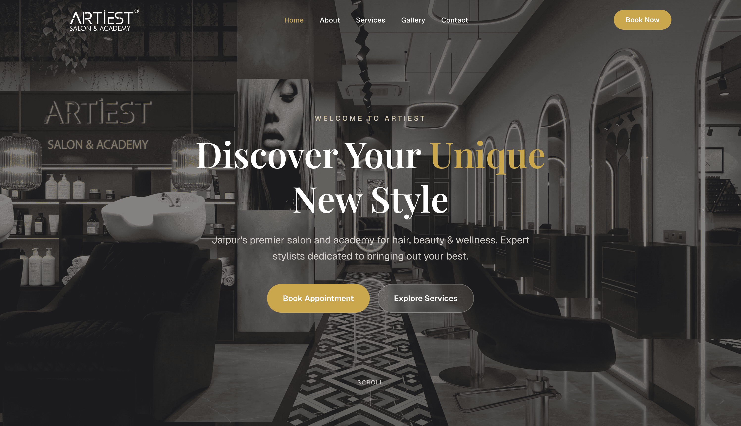 Artiest Salon and Academy homepage preview