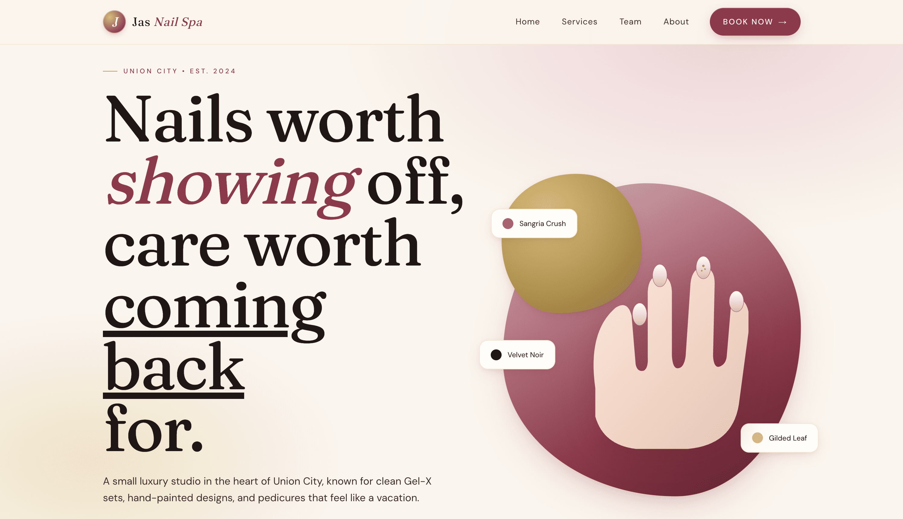 Jas Nail Spa homepage preview