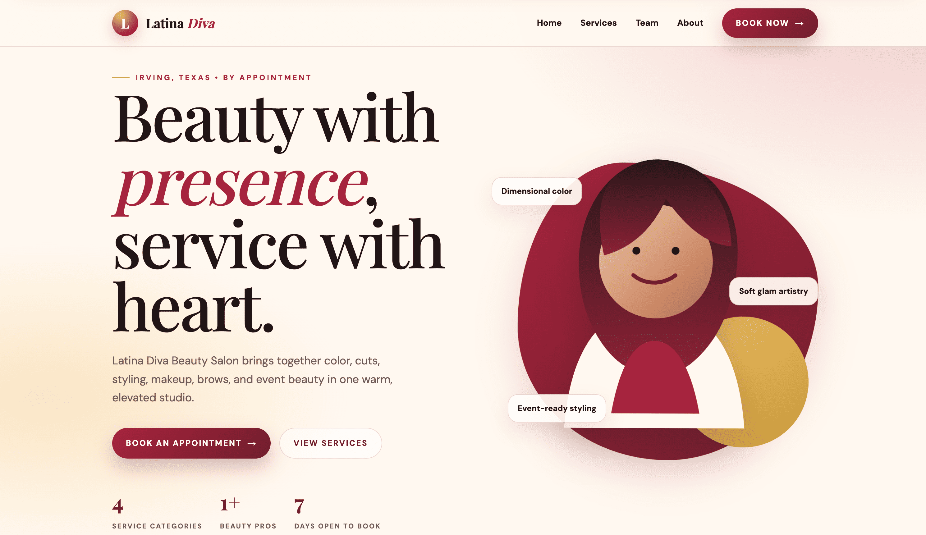LLatina Diva Beauty Salon homepage preview