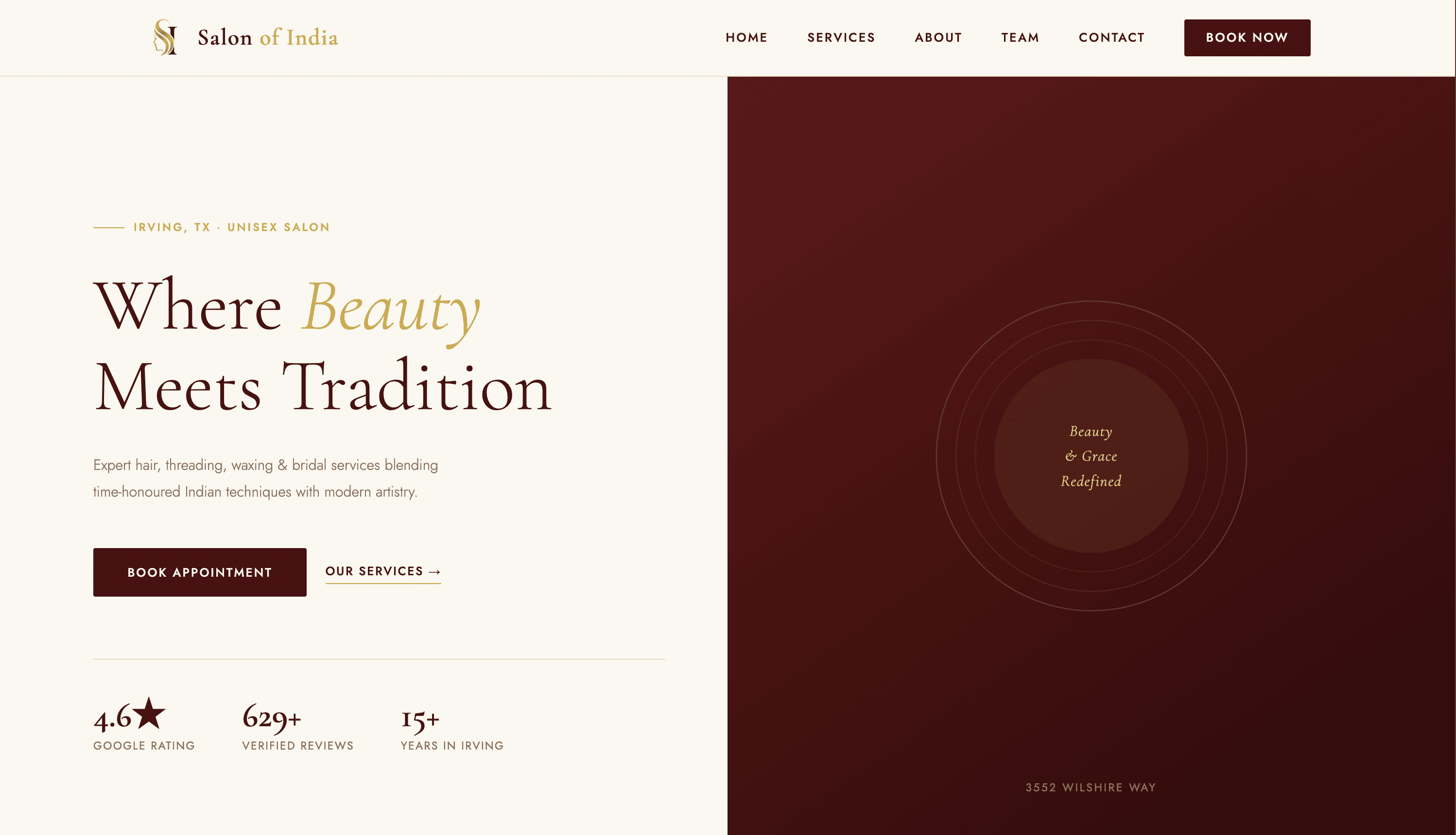 Salon of India homepage preview